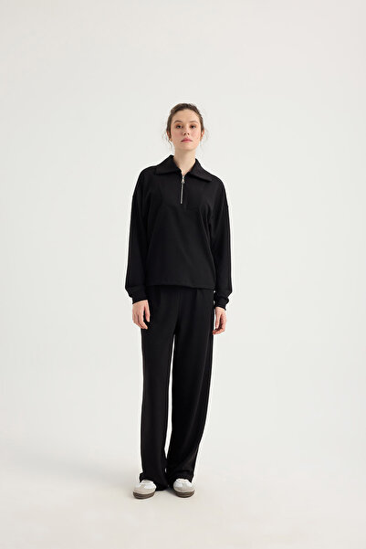 SEVİLEN Half Zipper Collar Modal Double Set