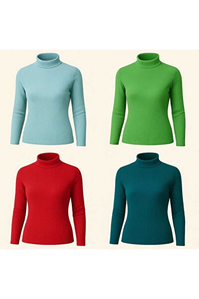 ANATOLIATEKSTILE Set 4 bucati maletă damă ribbed, MARIME UNICA (S-L), guler s...