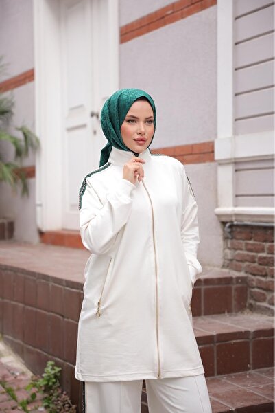 MİMİ Luxury Wear Women's Hijab Tracksuit Set with Zipper & Bottom Top Set
