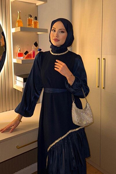 Şulemoda Giyim Βραδινό φόρεμα Ayaz Navy Blue