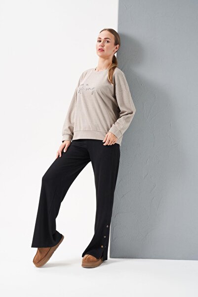 Relax Mode Kadın Bej Spor Eşofman Takımı - 28095R