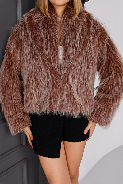 EsSo butik New Season Double-Breasted Collar Premium Faux Fur Coat
