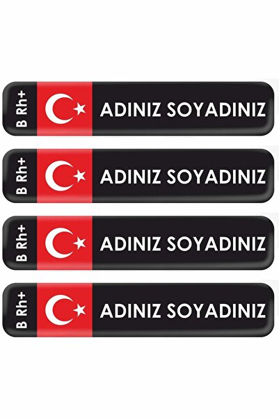 Hediyeni Al 4'lü Kişiye Özel Kan Grubu Motor Bisiklet Araba Kask Set Sticker Seti Damla Etiket 9x2,5 cm