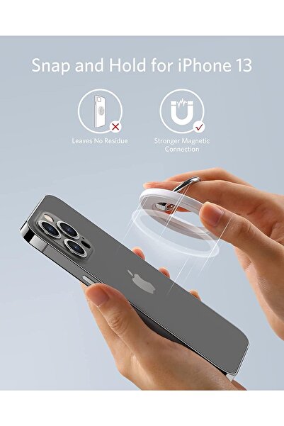 Anker MagGo 610 Magnetic Phone Grip Ring Holder, Adjustable Stand for iPhone 12/13, White
