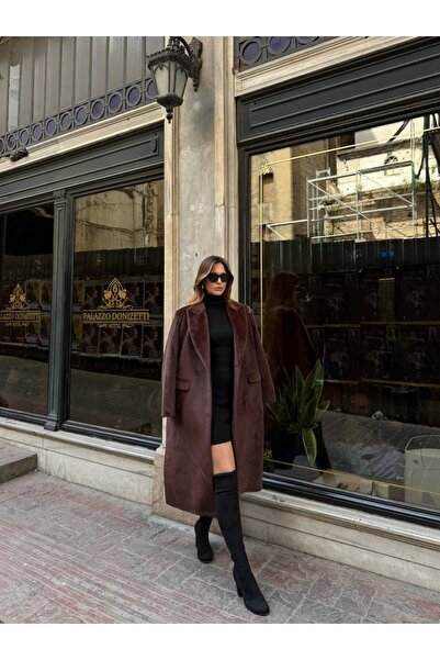 Ecenin Favorileri Textured Thick Long Loose Fit Women's Coat