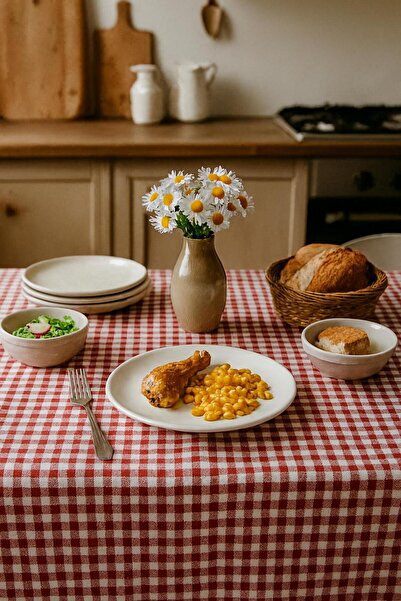 alinastore 160x170 Cm Red Small Square Pattern Gingham Tablecloth, Table Clot...