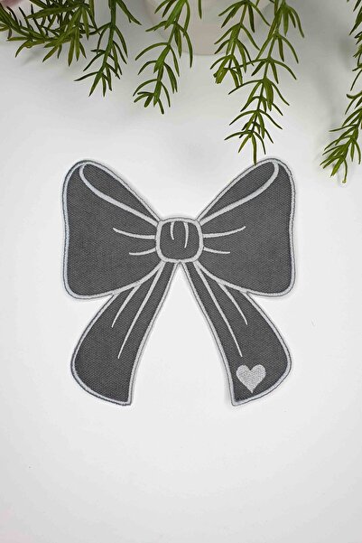decofav Ribbon-Shaped Gray Fabric Light Gray Embroidered Cocktail Napkin 1 Piece