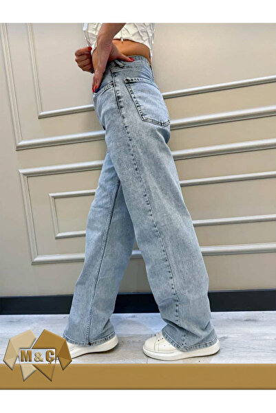 MÇ FAMİLY STORe High Waist Baggy Jeans Women's Pants Vintage Modern Style with Washed Denim Fabric