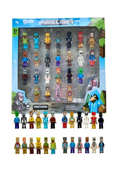MINECRAFT Set of 24 lego-compatible figurines, multicolored, 5 cm