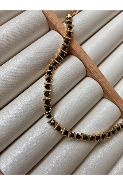 ARİ TAKI Black Stone Gold Steel Bracelet
