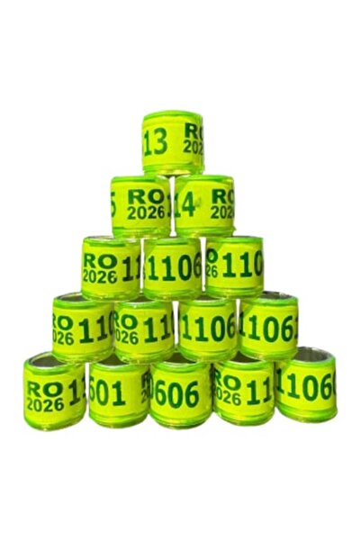 OEM Set of 100 pigeon rings 2026 RO, 8mm aluminum, yellow