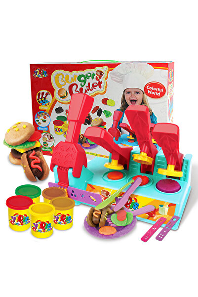 REZZOSS Burger Builder Clay Set for Kids Color Dough Play Kitchen Toy Creative Burger Maker Modeling Set 3+