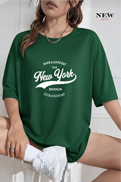 New Shine Njujork Bruklin Štampano Oversize kroj T-shirt