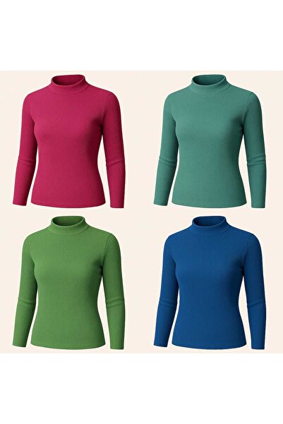 ANATOLIATEKSTILE Set 4 bucati maletă damă ribbed, MARIME UNICA (S-L), guler s...