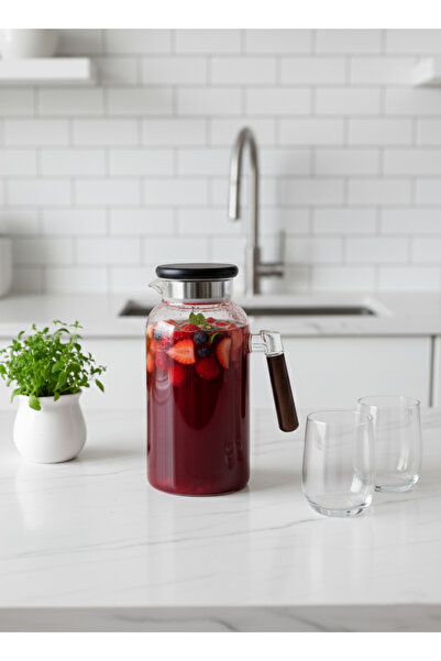 MİLAYHOME Borosilikat Cam Sürahi – Bambu Kapaklı Isıya Dayanıklı Cam Sürahi (...