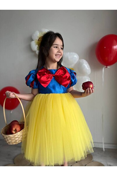 Sare Çocuk Giyim Kız Çocuk Pamuk Prenses Kostüm Elbise + Toka