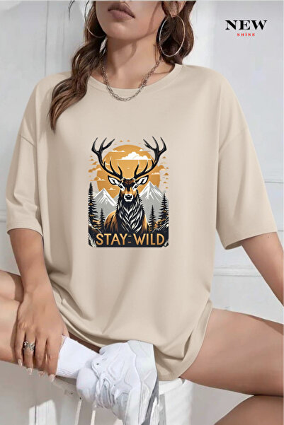 New Shine Μπλουζάκι Stay Wild με τύπωμα oversized