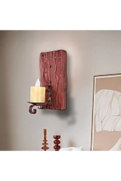 HAMER Classic wall light, heritage candle with wooden accents