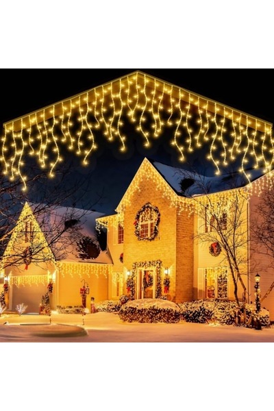 VELORA Christmas Fringe Lights with Flash, 15m, 300 LED, Interconnectable, Warm White, Indoor/Outdo
