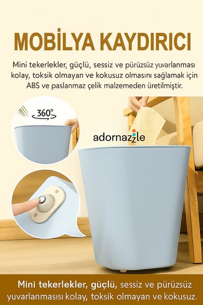 adornazzle Yapışkanlı 360° Mobilya Kaydırıcı, Mobilya Tekerlek Seti, Pratik Mobilya Kaydırıcı 4 Adet