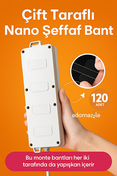 adornazzle Çift Taraflı Nano Şeffaf Bant, Çift Taraflı Şeffaf Bant, Montaj Ba...