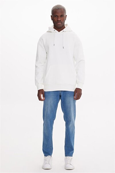 The Crow Hanorac pentru bărbați cu glugă, culoare ecru, TC3909