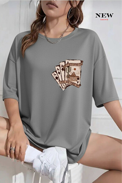 New Shine Μπλουζάκι Τραπουλόχαρτο Β με τύπωμα Ο oversized