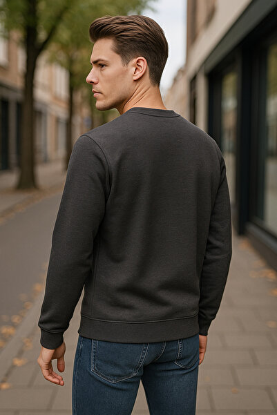 Maccali Men's Crew Neck Trend Long Sleeve Long Smoked Sweater