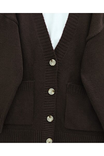 Modamorfo Buttoned Double Pocket Casual Knit Cardigan -K. Brown
