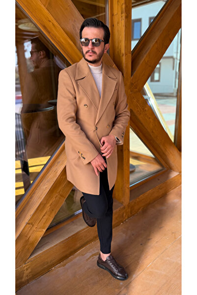 Avni Ceylan Camel Double Breasted Men's Cashmere Coat