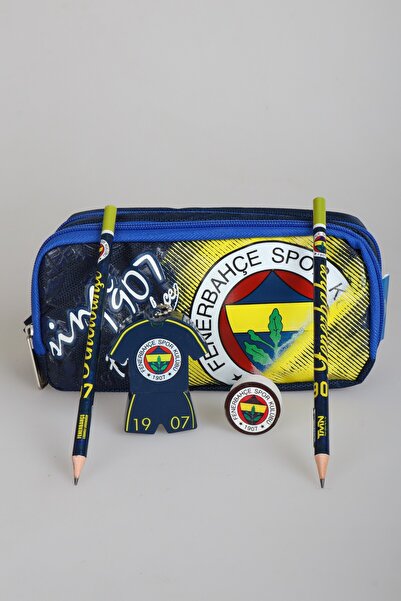 Fenerbahçe Licensed Pencil Case, 2-Pack of Pencils, Eraser and Double-Bladed Pencil Sharpener Set