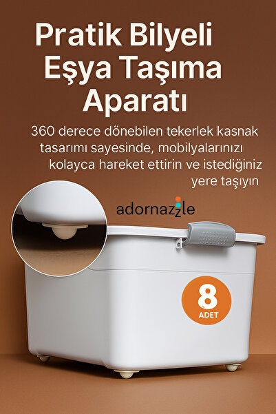 adornazzle Pratik Bilyeli Eşya Taşıma Aparatı, Döner Tekerlekli, Ayak, Koltuk...