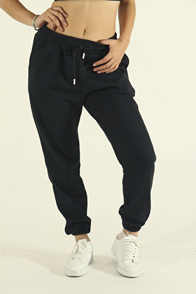 INFLUYENTE Women's Winter Cotton Relaxed Waist and Leg Elastic Jogger Sweatpants