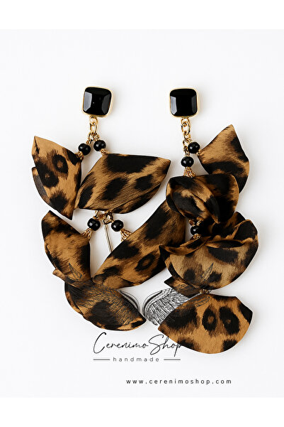 Cerenimo Shop Kat Kat Tül Leopar Küpe