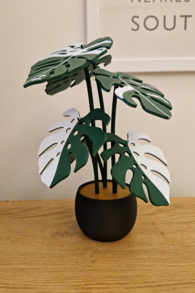 CharmFancy Monstera Yapay Çiçek ve Bardak Altlığı - Yapay Deve Tabanı - Dekor...