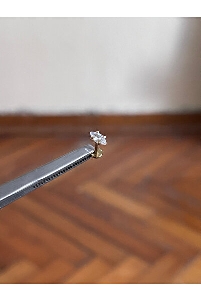 Rupen Kraft 316 L Cerrahi Çelik Oval Markiz Baget Taşlı Pırlanta ModelDudak T...