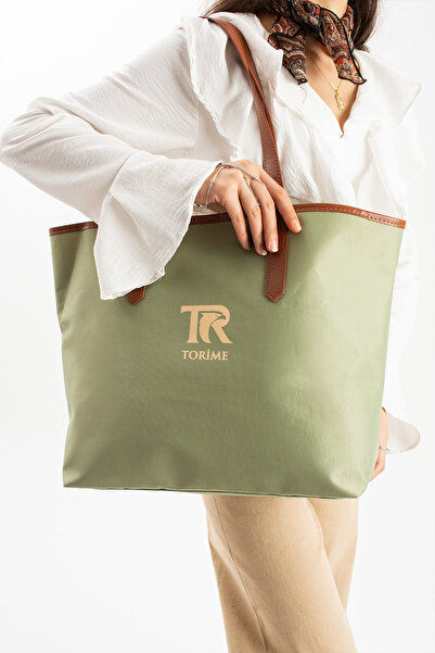 torime Parachute Fabric Large Size Women's Green Shoulder Bag – 53×36×16 Cm, Lined, Lightweight Design