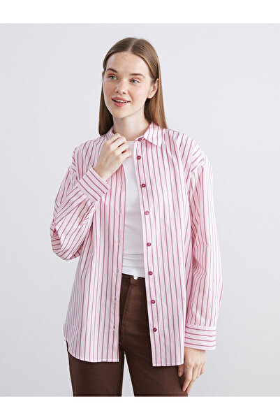 LC Waikiki Γυναικείο πουκάμισο ριγέ Oversize Poplin (W5)