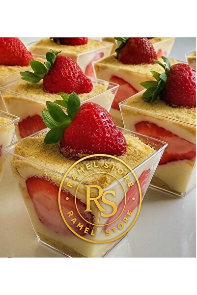 ramel store rs 12 Adet Prizma Mika &Magnolia 200 CC Plastik Sunum Kabı Kübik ...