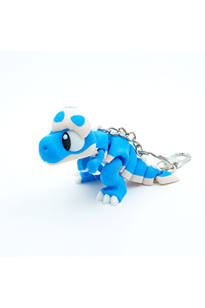 OEM Flexi Keychain for Backpack, Bag or Keys, Baby T-Rex, Dinosaur Keychain, 3D Figurine, Blue