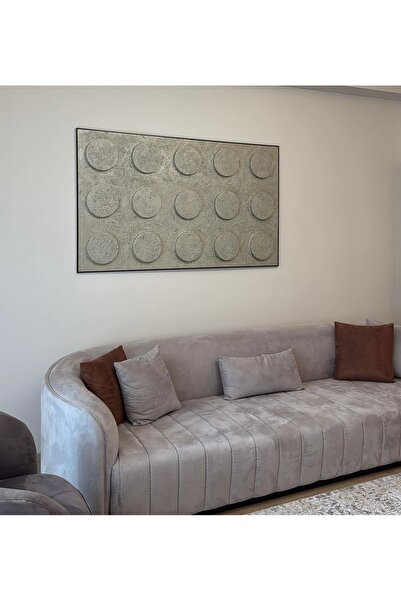 Store BesArt- Rölyef Dokulu Tablo kabartmalı Gümüş renk- siyah Çerçeveli