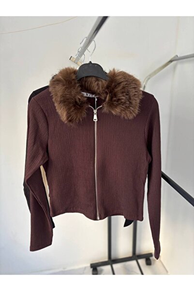 Butik Yakası Kürk Detaylı hırka