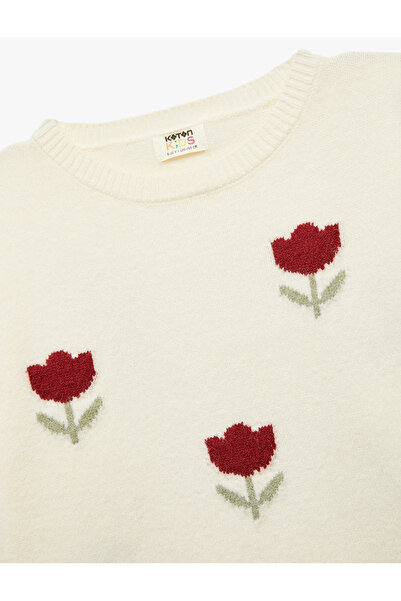 Koton Floral Pattern Long Sleeve Crew Neck Knitwear Sweater