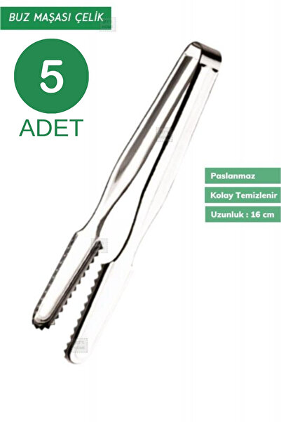 Albergio 5 Pieces Stainless Steel Ice Tongs – 16 cm | Durable and Practical Use