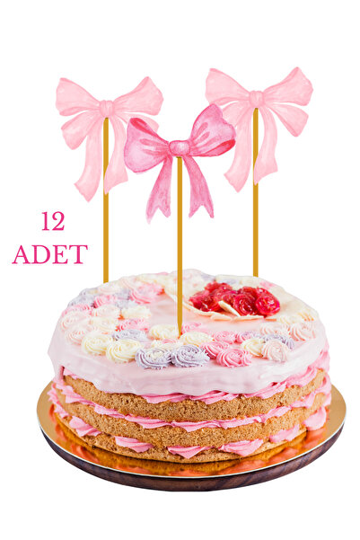 P&B COLLECTION WORKSHOP Pembe Fiyonk Tema Kürdan Süsleri Cupcake Süsleri Lüks...