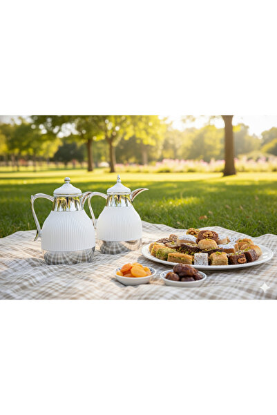 Generic Cake and dessert stand set + serving tray set + tea and coffee thermos set + royal design tissue box holder