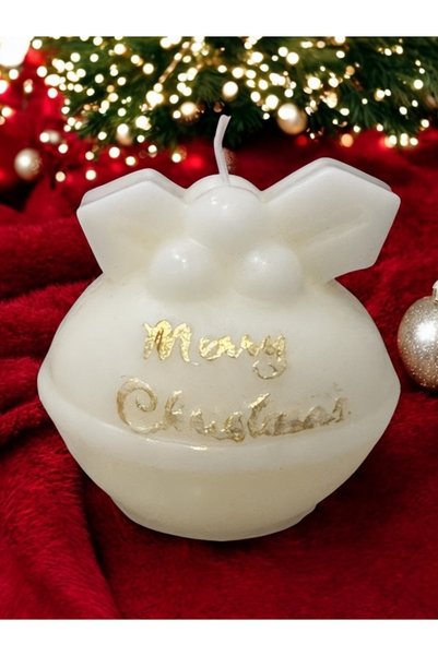 magnocandles 4-Pack White Round Christmas Ball Candle 7.6 cm Diameter 8 cm Height