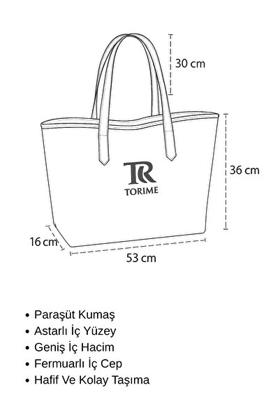 torime Parachute Fabric Large Size Women's Green Shoulder Bag – 53×36×16 Cm, Lined, Lightweight Design