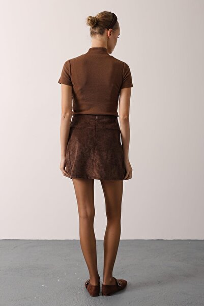 Secret Passion Lingerie Women's Button Detailed Velvet Mini Skirt 37181