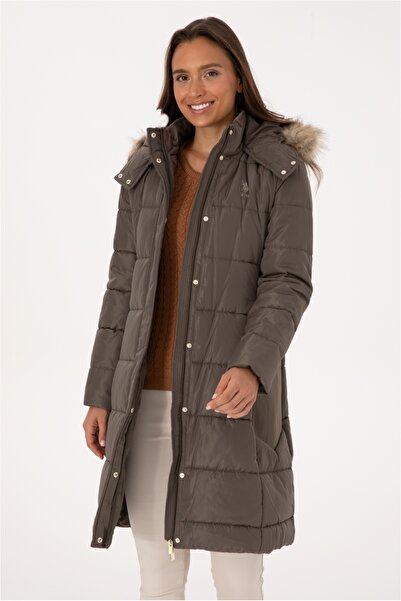 U.S. Polo Assn. U.s polo assn basic fit kesim kürk kapüşonlu kaban